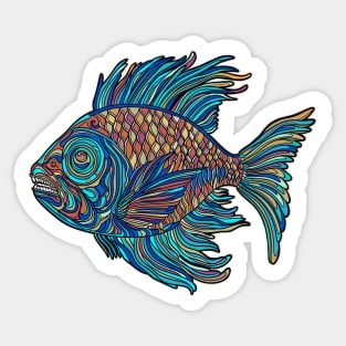 Light blue colorful fish drawing Sticker